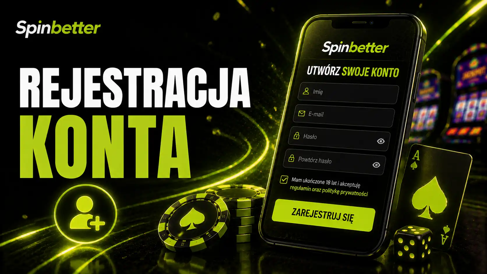 SpinBetter registration — formularz zakładania konta